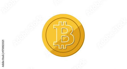 Bitcoin cryptocurrency coin with B symbol on a white background.