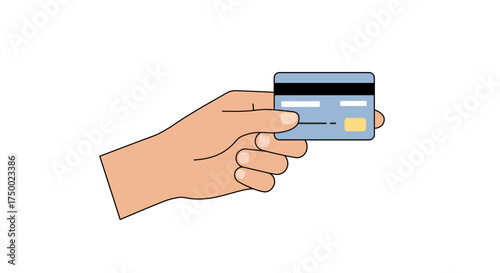 Hand holding a credit card for payment, financial transaction.