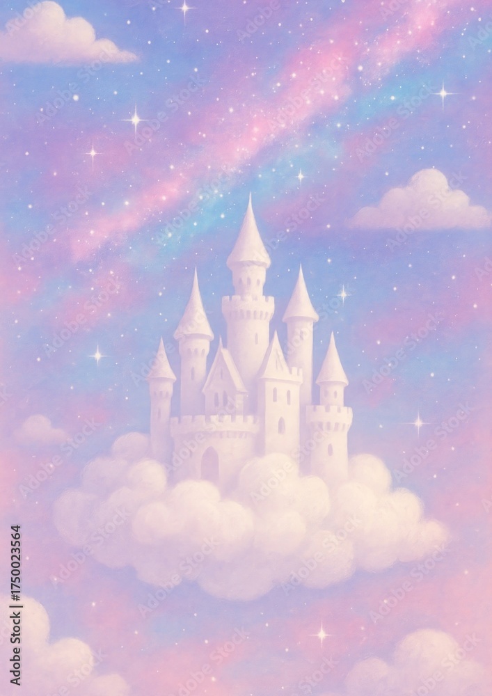 Fototapeta premium Dreamy castle floating among clouds.