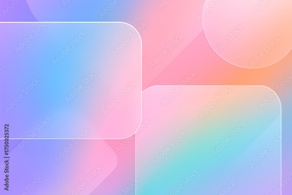 Obraz premium Pastel gradient abstract background with rounded rectangles and soft light