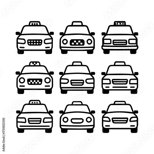 set of outline icons taxi cars vector on a white background
set of 9 line icons, vector, on a white background