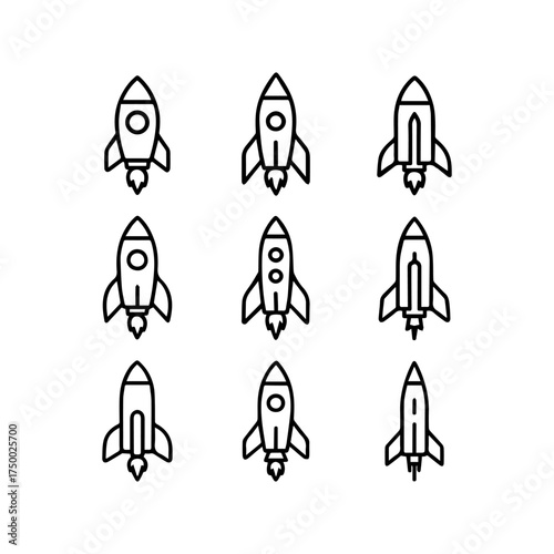 set of outline icons rockets vector on a white background
set of 9 line icons, vector, on a white background