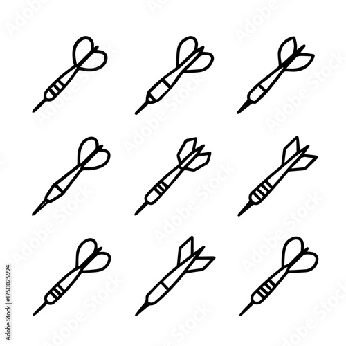 set of outline icons sharp darts vector on a white background
set of 9 line icons, vector, on a white background