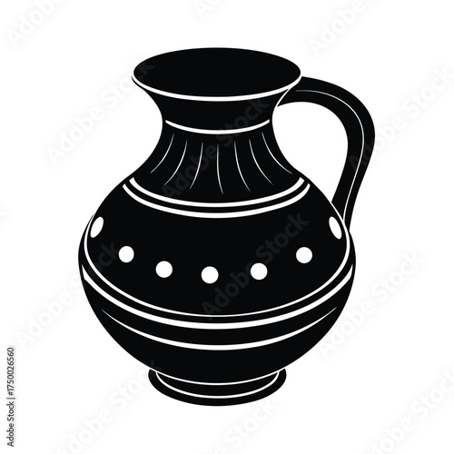 Clay Jug Surahi Folk Pottery Silhouette Art