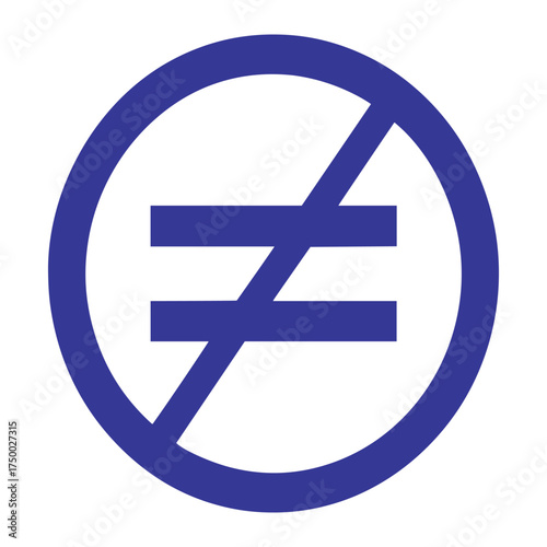 Not Equal Symbol in Blue Circle Icon Isolated Vector Illustration Sign Representation of Inequality and Difference in Mathematics and Comparisons With Slashed Equals Symbol