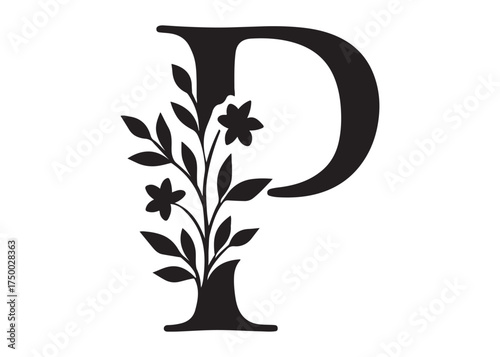 floral letter monogram logo silhouette vector, letter logo design silhouette vector illustration, monogram botanical alphabet silhouette vector, floral alphabet letter a to z logo silhouettes vector 