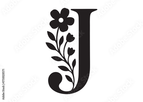 floral letter monogram logo silhouette vector, letter logo design silhouette vector illustration, monogram botanical alphabet silhouette vector, floral alphabet letter a to z logo silhouettes vector 