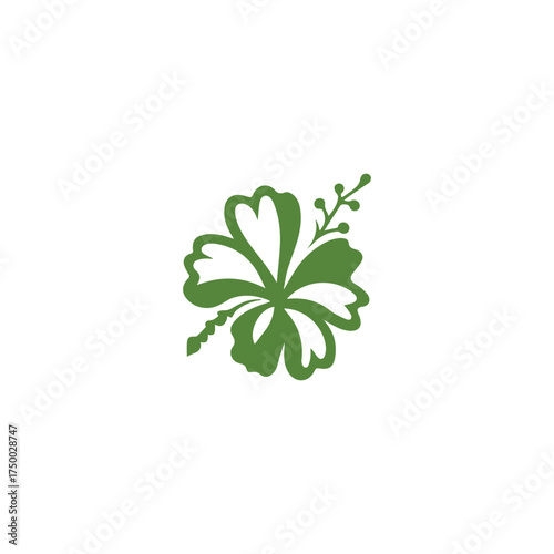 Silhouette style vector minimal hibiscus logo design icon in black color, simple elegant line art floral illustration, creative branding element for nature, beauty, tropical themes, merchandise, digit