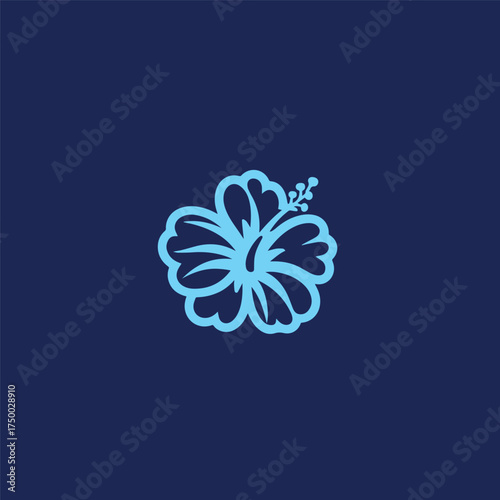 Silhouette style vector minimal hibiscus logo design icon in black color, simple elegant line art floral illustration, creative branding element for nature, beauty, tropical themes, merchandise, digit