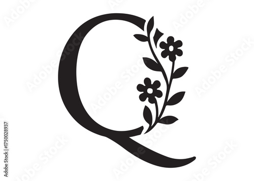 floral letter monogram logo silhouette vector, letter logo design silhouette vector illustration, monogram botanical alphabet silhouette vector, floral alphabet letter a to z logo silhouettes vector 