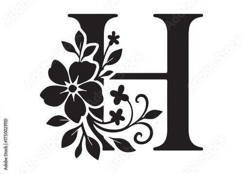 floral letter monogram logo silhouette vector, letter logo design silhouette vector illustration, monogram botanical alphabet silhouette vector, floral alphabet letter a to z logo silhouettes vector 