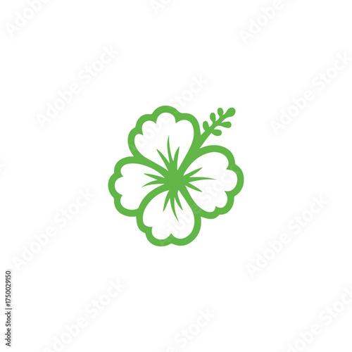 Silhouette style vector minimal hibiscus logo design icon in black color, simple elegant line art floral illustration, creative branding element for nature, beauty, tropical themes, merchandise, digit