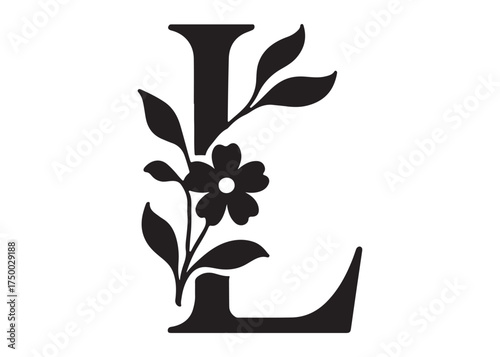 floral letter monogram logo silhouette vector, letter logo design silhouette vector illustration, monogram botanical alphabet silhouette vector, floral alphabet letter a to z logo silhouettes vector 