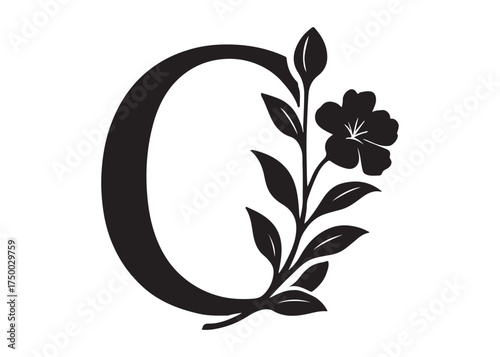 floral letter monogram logo silhouette vector, letter logo design silhouette vector illustration, monogram botanical alphabet silhouette vector, floral alphabet letter a to z logo silhouettes vector 