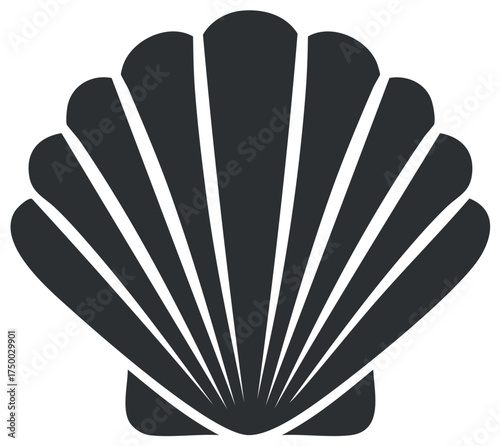Minimalist Scallop Shell Vector Graphic Icon Representing Ocean Life and Coastal Themes Simple Design Element