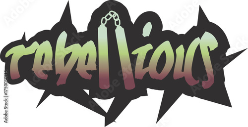 rebellious text logo with nunchucks