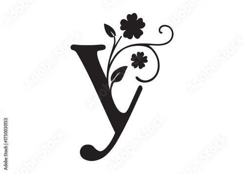 floral letter monogram logo silhouette vector, letter logo design silhouette vector illustration, monogram botanical alphabet silhouette vector, floral alphabet letter a to z logo silhouettes vector 