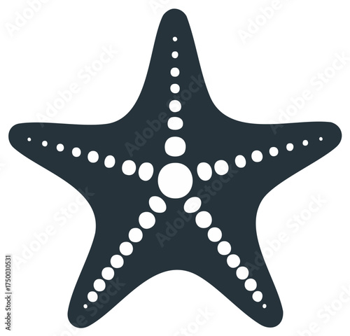 Dark blue starfish marine animal icon with dotted texture flat design element