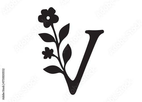 floral letter monogram logo silhouette vector, letter logo design silhouette vector illustration, monogram botanical alphabet silhouette vector, floral alphabet letter a to z logo silhouettes vector 
