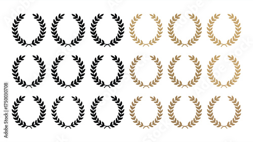 Laurel wreaths black gold award victory