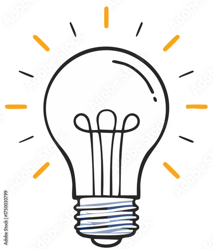 Drawn Electric Lightbulb Symbolizing Bright Idea, Innovation, and Creative Solutions