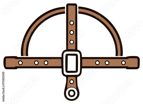 Brown leather harness strap with buckle and holes