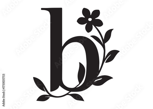 floral letter monogram logo silhouette vector, letter logo design silhouette vector illustration, monogram botanical alphabet silhouette vector, floral alphabet letter a to z logo silhouettes vector 