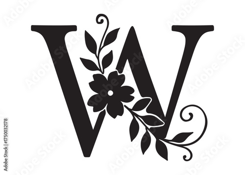 floral letter monogram logo silhouette vector, letter logo design silhouette vector illustration, monogram botanical alphabet silhouette vector, floral alphabet letter a to z logo silhouettes vector 