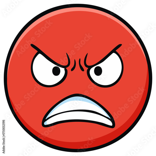 Very angry red emoji with a furious expression cartoon illustration