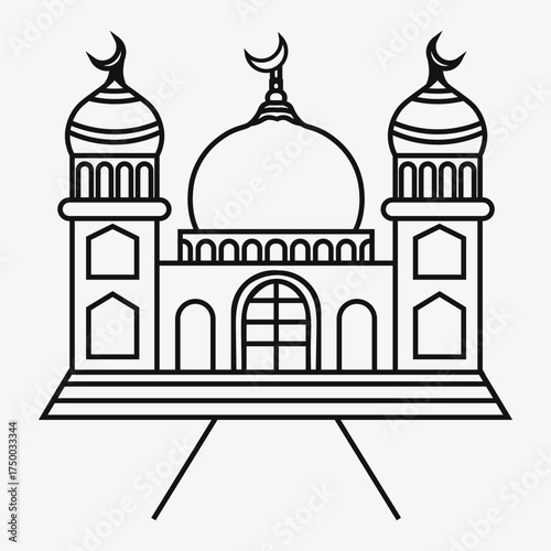 India's Taj Mahal monument is a stunning architecture silhouette and vector illustration, an iconic symbol of religion and travel design