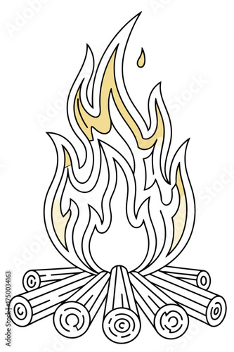 Firewood bonfire for camping and survivalist theme