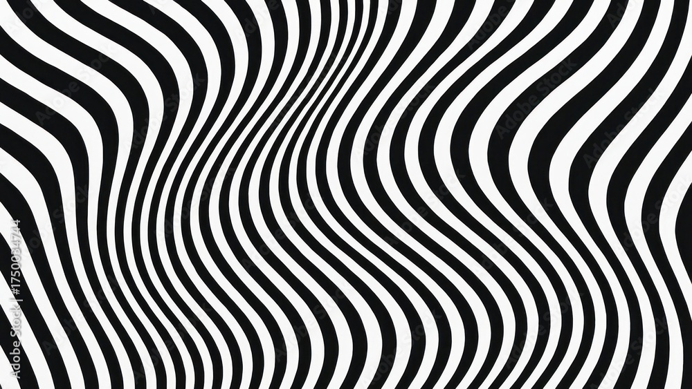 Fototapeta premium Abstract black white wavy pattern