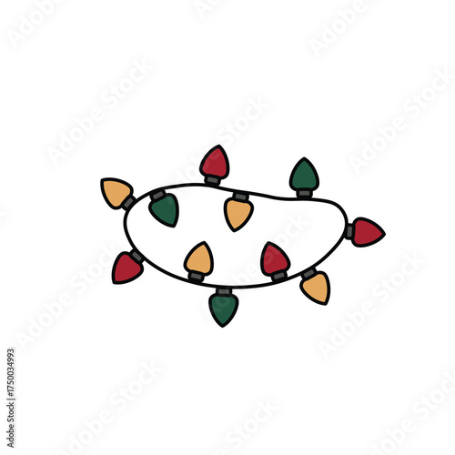 Flat design christmas lights vector icon for holiday garland decoration.