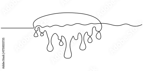 Red blood or paint splash with flying drops continuous one line drawing