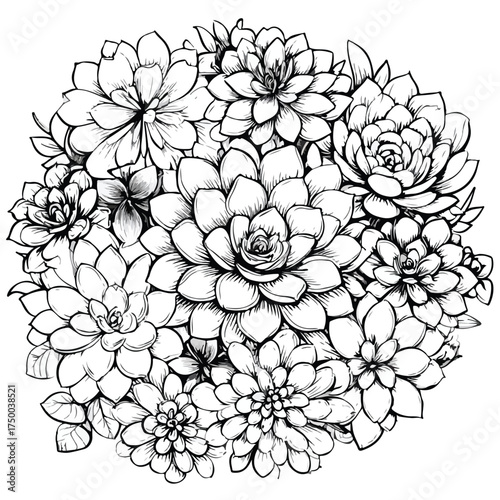 Minimalist Succulent Plant Line Art Design