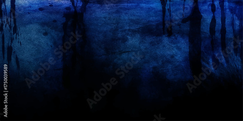 Dark vintage grunge wall texture background with aged, rough blue paint and concrete