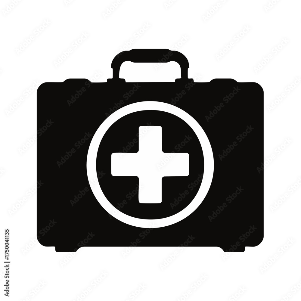 Obraz premium First aid kit red medical emergency box icon vector illustration