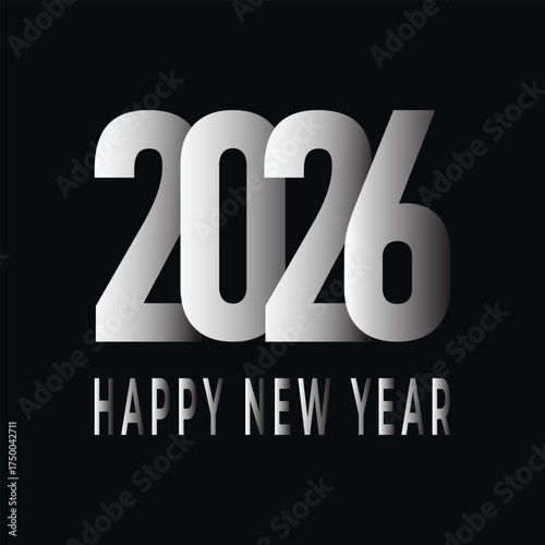 2026 Happy New Year typography design, 2026 lettering design template