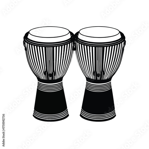 Sleek Monochrome Bongo Drums Illustration