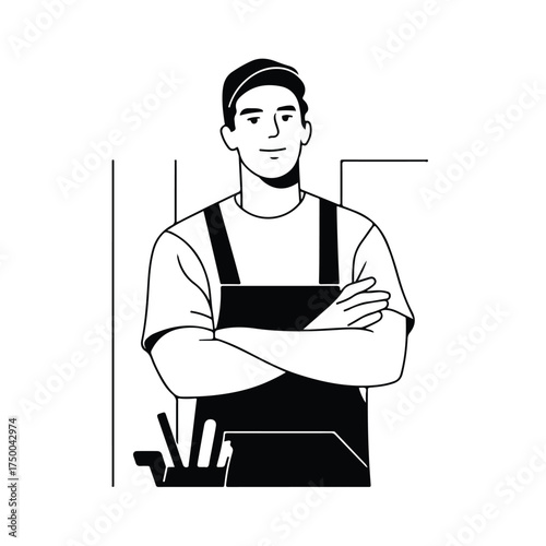 Minimalist Carpenter Line Art Design