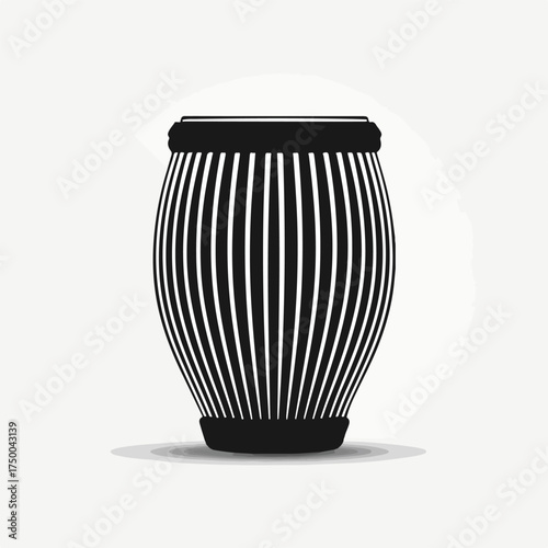 Minimalistic Black White Line Art Conga Drum