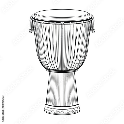 Clean Minimal Line Art Conga Drum