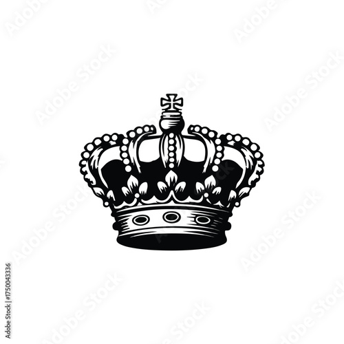 Minimalistic Black and White Crown Vector