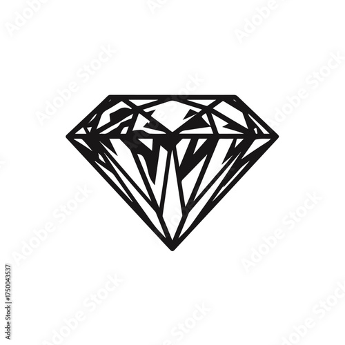 Minimalistic Black and White Diamond Vector