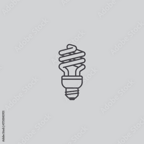 Simple line drawing of a compact fluorescent light bulb on gray