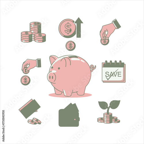 piggy bank and money