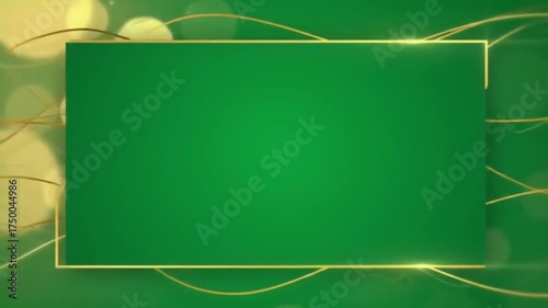 Elegant Green Screen Background with Golden Lines and Gradient Effects