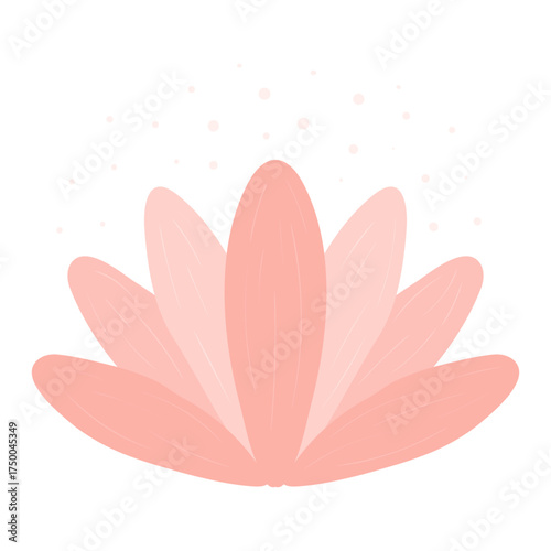 Lotus, water lily flower, blossom, bloom isolated on transparent. Flat vector illustration. Mid Autumn Festival, Tsukimi, Chuseok floral design element, holiday clip art