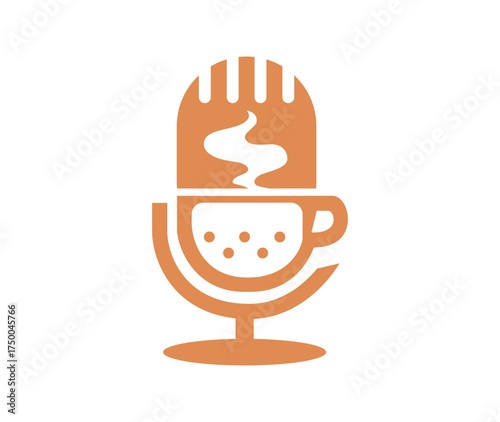 Cafe Podcast Mic Logo Design