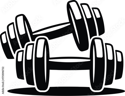 Two dumbbells isolated on white background, vector illustration, fitness concept